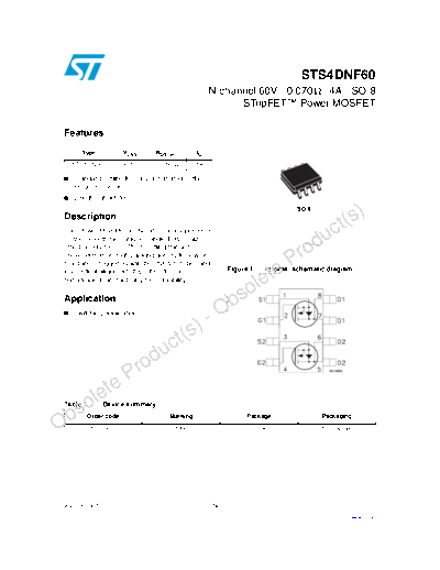 ST sts4dnf60  . Electronic Components Datasheets Active components Transistors ST sts4dnf60.pdf