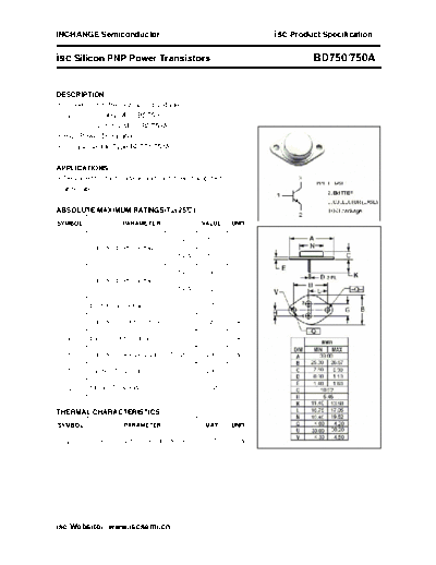 Inchange Semiconductor bd750 750a  . Electronic Components Datasheets Active components Transistors Inchange Semiconductor bd750_750a.pdf