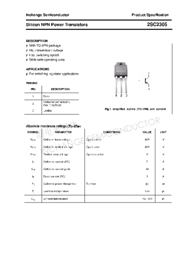 Inchange Semiconductor 2sc2305  . Electronic Components Datasheets Active components Transistors Inchange Semiconductor 2sc2305.pdf