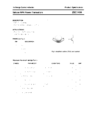 Inchange Semiconductor 2sc1454  . Electronic Components Datasheets Active components Transistors Inchange Semiconductor 2sc1454.pdf