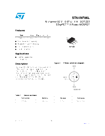 . Electronic Components Datasheets stn4nf06l  . Electronic Components Datasheets Active components Transistors ST stn4nf06l.pdf