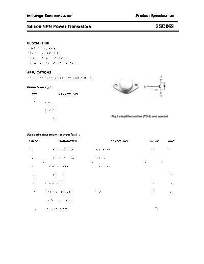 Inchange Semiconductor 2sd869  . Electronic Components Datasheets Active components Transistors Inchange Semiconductor 2sd869.pdf