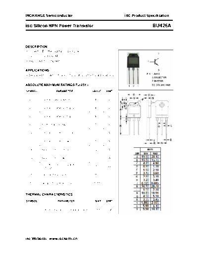 Inchange Semiconductor bu426a  . Electronic Components Datasheets Active components Transistors Inchange Semiconductor bu426a.pdf