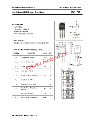 Inchange Semiconductor 2sd1728  . Electronic Components Datasheets Active components Transistors Inchange Semiconductor 2sd1728.pdf