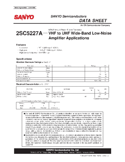 Sanyo 2sc5227a  . Electronic Components Datasheets Active components Transistors Sanyo 2sc5227a.pdf