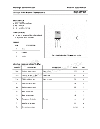 Inchange Semiconductor bu2527af  . Electronic Components Datasheets Active components Transistors Inchange Semiconductor bu2527af.pdf