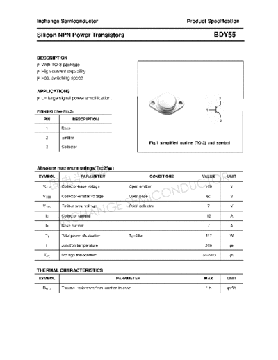 . Electronic Components Datasheets bdy55  . Electronic Components Datasheets Active components Transistors Inchange Semiconductor bdy55.pdf