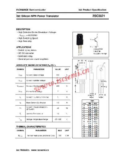 Inchange Semiconductor 2sc3821  . Electronic Components Datasheets Active components Transistors Inchange Semiconductor 2sc3821.pdf