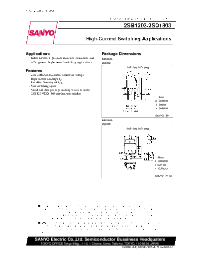 Sanyo 2sd1803  . Electronic Components Datasheets Active components Transistors Sanyo 2sd1803.pdf
