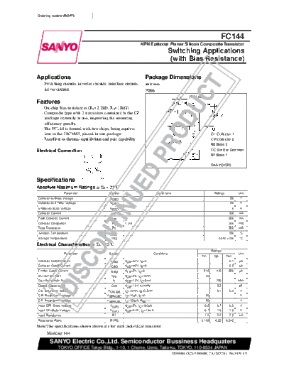 Sanyo fc144  . Electronic Components Datasheets Active components Transistors Sanyo fc144.pdf