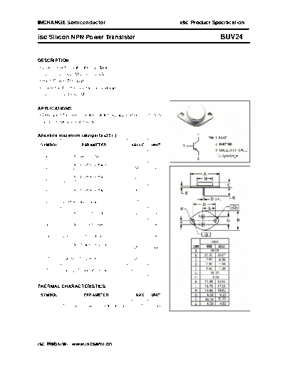 Inchange Semiconductor buv24  . Electronic Components Datasheets Active components Transistors Inchange Semiconductor buv24.pdf