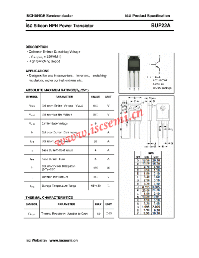 Inchange Semiconductor bup22a  . Electronic Components Datasheets Active components Transistors Inchange Semiconductor bup22a.pdf