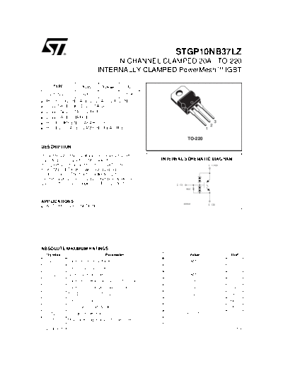 ST stgp10nb37lz  . Electronic Components Datasheets Active components Transistors ST stgp10nb37lz.pdf