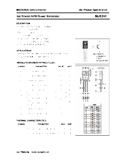 Inchange Semiconductor mje243  . Electronic Components Datasheets Active components Transistors Inchange Semiconductor mje243.pdf