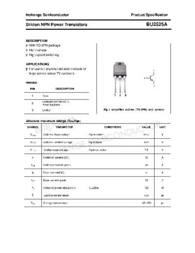 Inchange Semiconductor bu2525a  . Electronic Components Datasheets Active components Transistors Inchange Semiconductor bu2525a.pdf