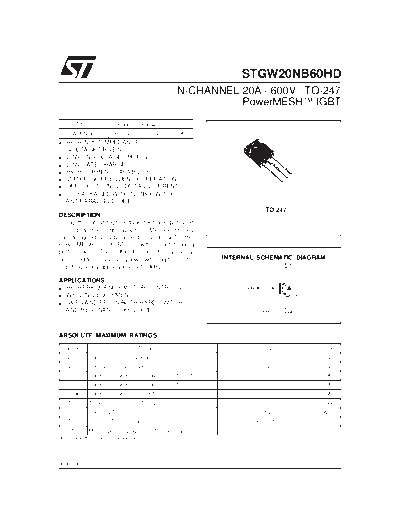 ST stgw20nb60hd  . Electronic Components Datasheets Active components Transistors ST stgw20nb60hd.pdf