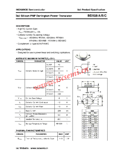 Inchange Semiconductor bdx88 a b c  . Electronic Components Datasheets Active components Transistors Inchange Semiconductor bdx88_a_b_c.pdf