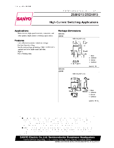 Sanyo 2sd1815  . Electronic Components Datasheets Active components Transistors Sanyo 2sd1815.pdf