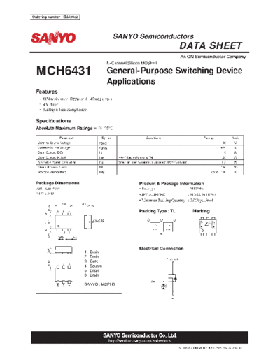Sanyo mch6431  . Electronic Components Datasheets Active components Transistors Sanyo mch6431.pdf