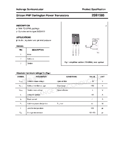 Inchange Semiconductor 2sb1588  . Electronic Components Datasheets Active components Transistors Inchange Semiconductor 2sb1588.pdf