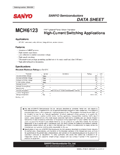 Sanyo mch6123  . Electronic Components Datasheets Active components Transistors Sanyo mch6123.pdf