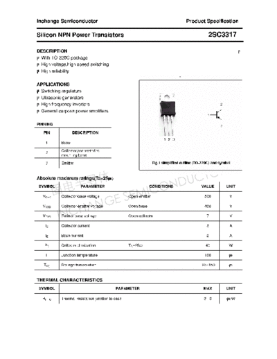 Inchange Semiconductor 2sc3317  . Electronic Components Datasheets Active components Transistors Inchange Semiconductor 2sc3317.pdf
