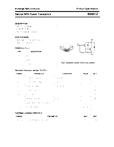 Inchange Semiconductor bu931z  . Electronic Components Datasheets Active components Transistors Inchange Semiconductor bu931z.pdf