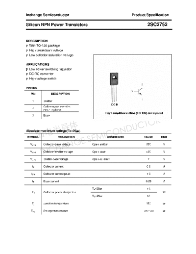 Inchange Semiconductor 2sc2752  . Electronic Components Datasheets Active components Transistors Inchange Semiconductor 2sc2752.pdf