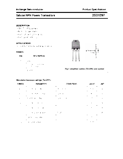 Inchange Semiconductor 2sd1397  . Electronic Components Datasheets Active components Transistors Inchange Semiconductor 2sd1397.pdf