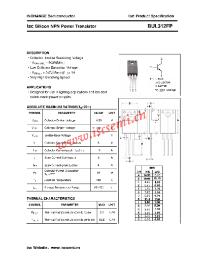 Inchange Semiconductor bul312fp  . Electronic Components Datasheets Active components Transistors Inchange Semiconductor bul312fp.pdf