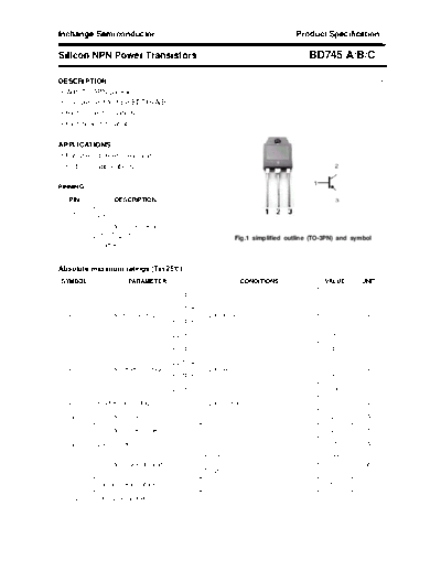 Inchange Semiconductor bd745 a b c  . Electronic Components Datasheets Active components Transistors Inchange Semiconductor bd745_a_b_c.pdf
