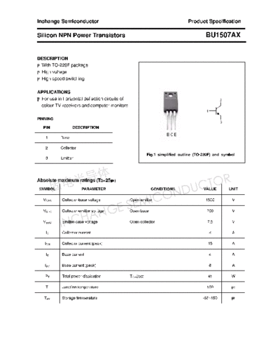 Inchange Semiconductor bu1507ax  . Electronic Components Datasheets Active components Transistors Inchange Semiconductor bu1507ax.pdf