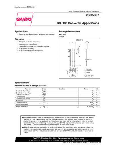 Sanyo 2sc5607  . Electronic Components Datasheets Active components Transistors Sanyo 2sc5607.pdf