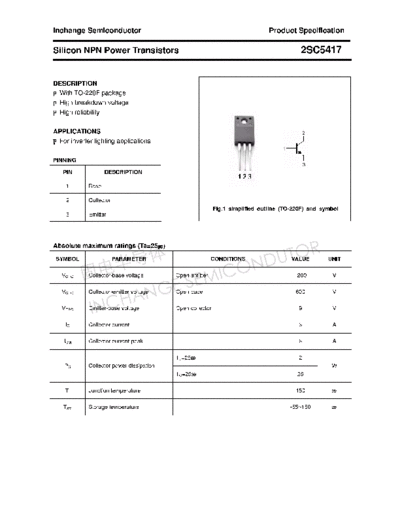 Inchange Semiconductor 2sc5417  . Electronic Components Datasheets Active components Transistors Inchange Semiconductor 2sc5417.pdf