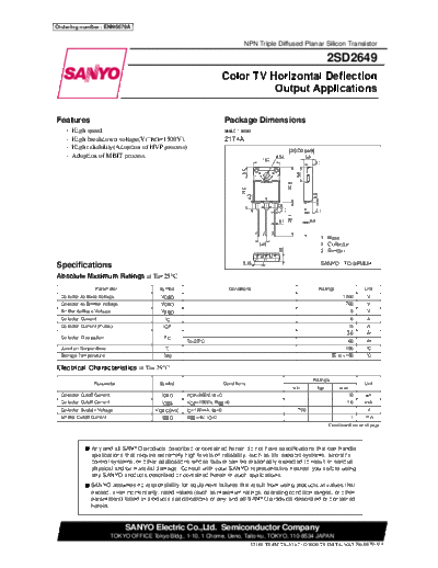 Sanyo 2sd2649  . Electronic Components Datasheets Active components Transistors Sanyo 2sd2649.pdf