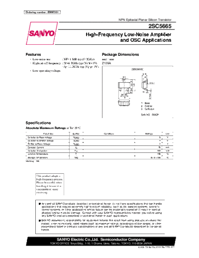 Sanyo 2sc5665  . Electronic Components Datasheets Active components Transistors Sanyo 2sc5665.pdf