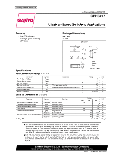 Sanyo cph3417  . Electronic Components Datasheets Active components Transistors Sanyo cph3417.pdf