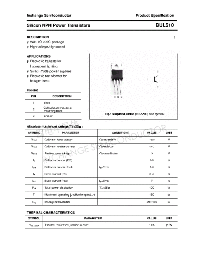 Inchange Semiconductor bul510  . Electronic Components Datasheets Active components Transistors Inchange Semiconductor bul510.pdf