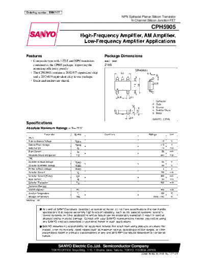 Sanyo cph5905  . Electronic Components Datasheets Active components Transistors Sanyo cph5905.pdf