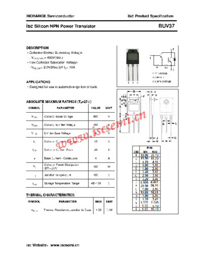 Inchange Semiconductor buv37  . Electronic Components Datasheets Active components Transistors Inchange Semiconductor buv37.pdf