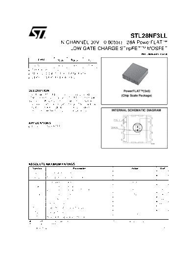 ST stl28nf3ll  . Electronic Components Datasheets Active components Transistors ST stl28nf3ll.pdf