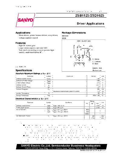 Sanyo 2sd1625  . Electronic Components Datasheets Active components Transistors Sanyo 2sd1625.pdf