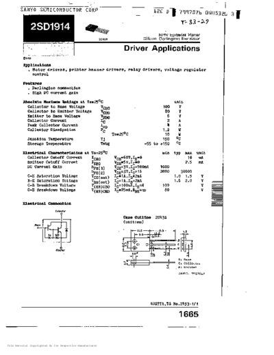 Sanyo 2sd1914  . Electronic Components Datasheets Active components Transistors Sanyo 2sd1914.pdf