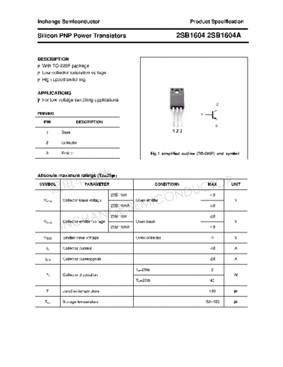 Inchange Semiconductor 2sb1604 2sb1604a  . Electronic Components Datasheets Active components Transistors Inchange Semiconductor 2sb1604_2sb1604a.pdf