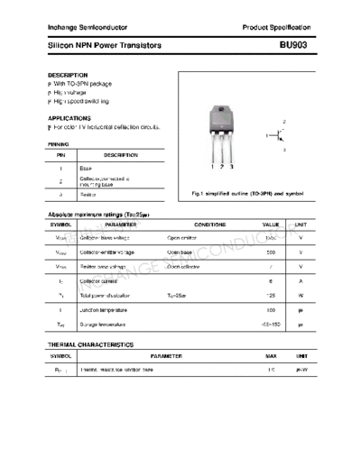 Inchange Semiconductor bu903  . Electronic Components Datasheets Active components Transistors Inchange Semiconductor bu903.pdf