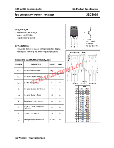 Inchange Semiconductor 2sc3885  . Electronic Components Datasheets Active components Transistors Inchange Semiconductor 2sc3885.pdf