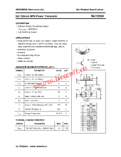 Inchange Semiconductor mj13334  . Electronic Components Datasheets Active components Transistors Inchange Semiconductor mj13334.pdf