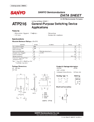 Sanyo atp216  . Electronic Components Datasheets Active components Transistors Sanyo atp216.pdf