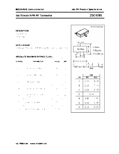 Inchange Semiconductor 2sc4265  . Electronic Components Datasheets Active components Transistors Inchange Semiconductor 2sc4265.pdf