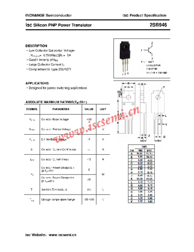 Inchange Semiconductor 2sb946  . Electronic Components Datasheets Active components Transistors Inchange Semiconductor 2sb946.pdf